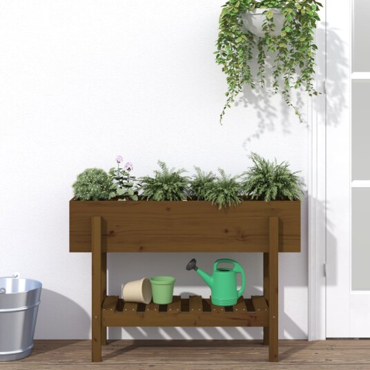 Høybed for hage honningbrun 101x30x69 cm heltre furu