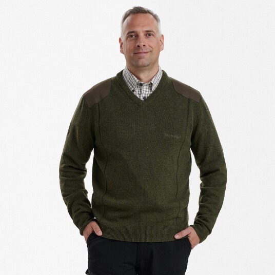 Deerhunter Sheffield Knit with V neck Green Melange S Deerhunter Sheffield Knit with V neck Green Melange S