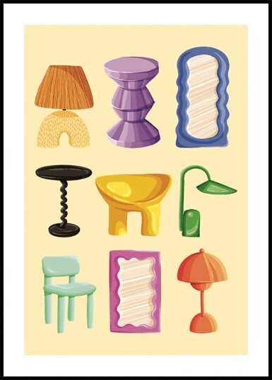 Fashionable Furniture Set Plakat Plakat / 30x40cm