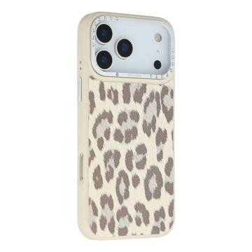 iPhone 17 Pro Max Jaucase leopardprint magnetisk hybriddeksel   Hvit