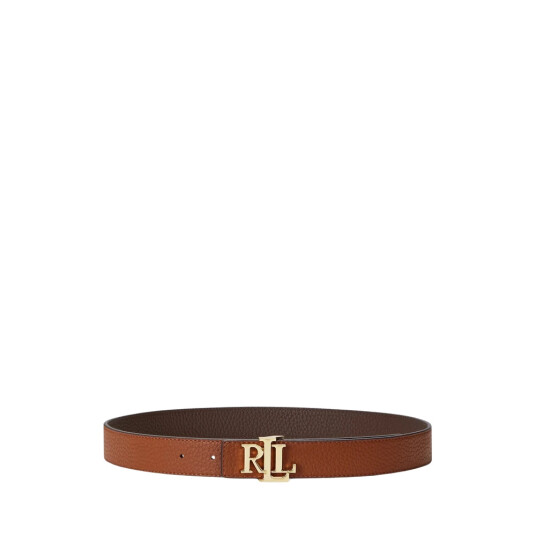 Lauren Ralph Lauren Logo Reversible Pebbled Leather Belt - Brown - L