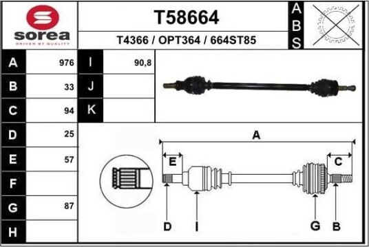 EAI T58664 Drivaksel EAI T58664 Drivaksel