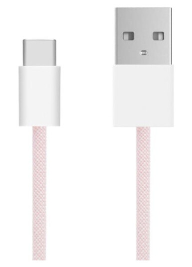 Linocell Flettet USB-A- til USB-C-kabel Rosa 1 m