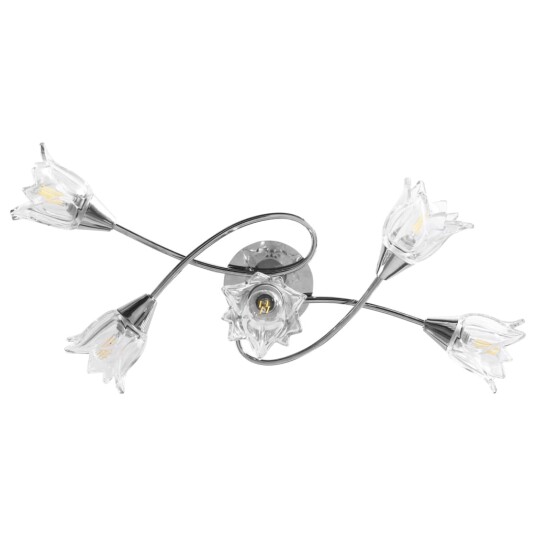 vidaXL Taklampe gjennomsiktige glasskjermer for 5 E14 lyspærer tulipan