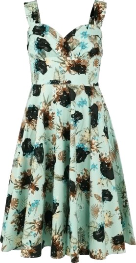 Hell Bunny Rockabilly Middellang kjole Panther Dress XS til XXL Damer blå
