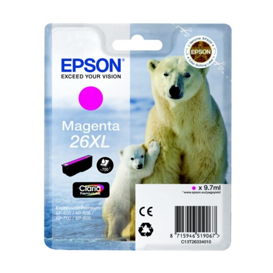 Epson T2633 M blekkpatron - C13T26334012 Original - Magenta 9,7 ml Epson T2633 M blekkpatron - C13T26334012 Original - Magenta 9,7 ml