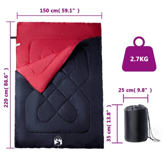 vidaXL Dobbel sovepose med puter for voksne camping 3-4 sesonger vidaXL Dobbel sovepose med puter for voksne camping 3-4 sesonger