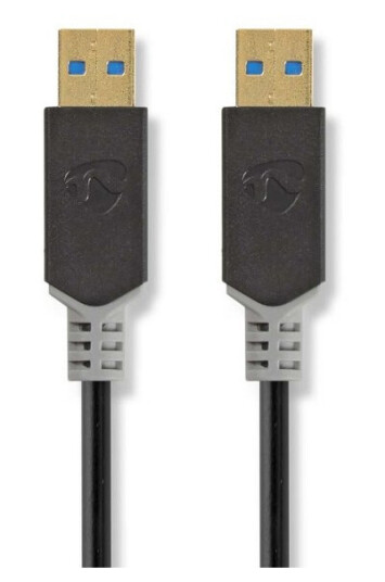 Nedis USB-kabel | USB 3.2 Gen 1 | USB-A Han | USB-A Han | 5 Gbps | Gull belagt | 2.00 m | Rund | PVC | Antrasitt | Boks
