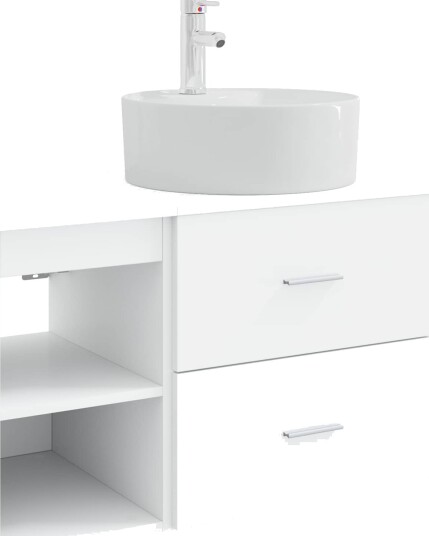 Baderomsinnredningssett 2 pcs Hvit Konstruert tre Baderomsinnredningssett 2 pcs Hvit Konstruert tre