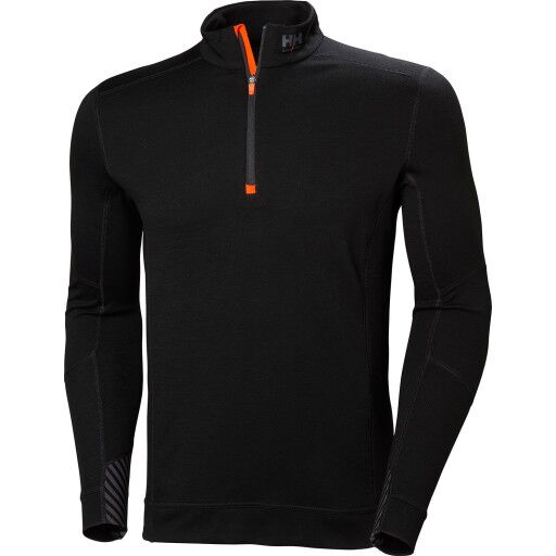 HH Workwear Workwear Helly Hansen Lifa Merinoull Undertrøye Med Halv Glidelås Svart XS
