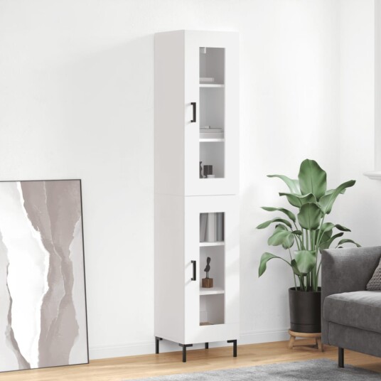 vidaXL Highboard hvit 34,5x34x180 cm konstruert tre 8720845488475