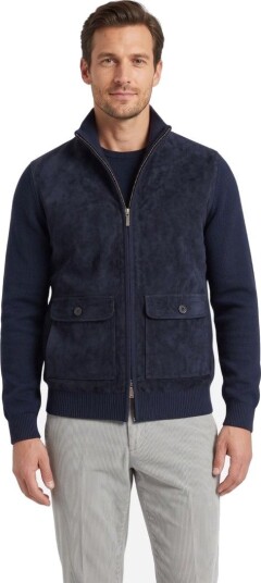 Alan Paine Oakmore full zip jacket with suede front M blå herre