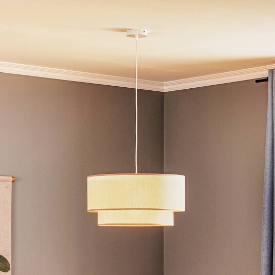 Duolla Boho-pendellampe dobbel skjerm beige Duolla Boho-pendellampe dobbel skjerm beige