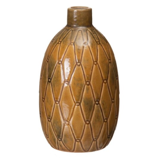 Bigbuy Home Vase Keramikk 17 X 17 X 30 Cm Sennep