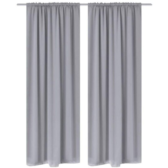 Vidaxl Mørkleggingsgardiner Med Stanglommer 2 Stk Grå 135 X 245 Cm