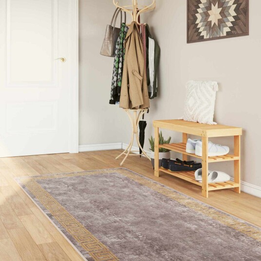 Teppe Runner MARSA Grå 100 x 250 cm Polyester og PVC