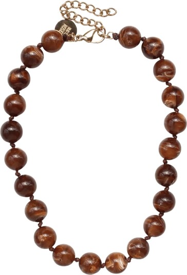 Bud To Rose Velvet Resin Necklace Green   Brown   ONE SIZE