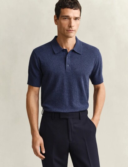 GANT Slub Cotton Linen Ss Polo Navy M GANT Slub Cotton Linen Ss Polo Navy M
