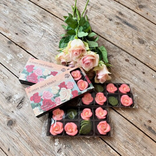 Spiselig Kakepynt Rosa Marsipanroser Pk/6 