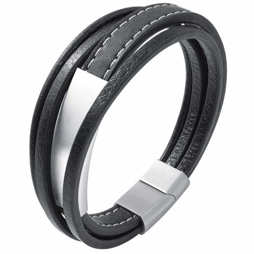 Lucio lær armbånd stål Lucio lær armbånd stål