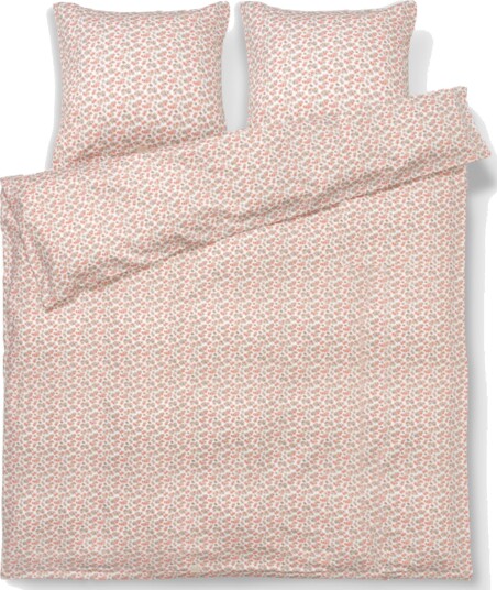 Juna JUNA dobbelt sengetøy 200x220 cm   100% økologisk bomullssatin   Pleasantly hvit med rosa blomster