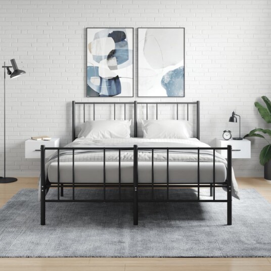  Veggmonterte nattbord 2 stk hvit 35x35x20 cm