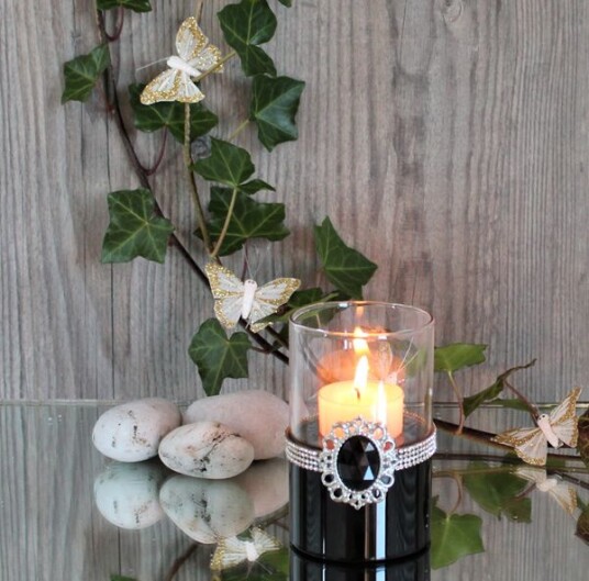 Telysholder m/sort bunn og klart glass liten fra Casa Nova