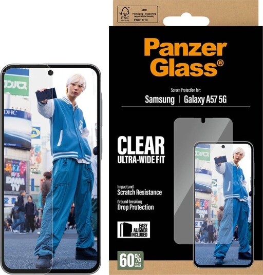 PanzerGlass Ultra Wide Fit Skjermbeskytter til Samsung Galaxy A57 med EasyAligner