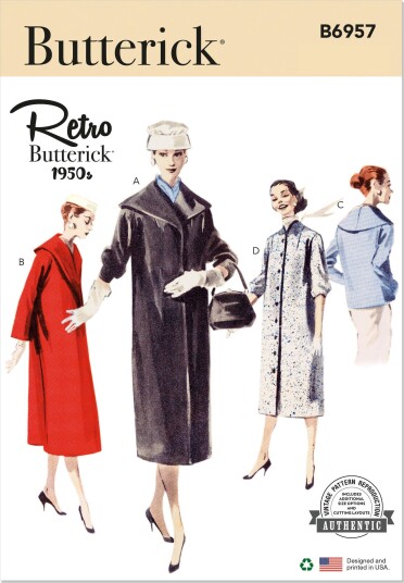 Butterick 6957 Retro Jakke H5 6 8 10 12 14