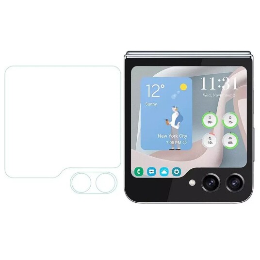 INCOVER Samsung Galaxy Z Flip5 (5G) Kameralinse og Frontskjerm Beskyttelsesglass - Gjennomsiktig INCOVER Samsung Galaxy Z Flip5 (5G) Kameralinse og Frontskjerm Beskyttelsesglass - Gjennomsiktig