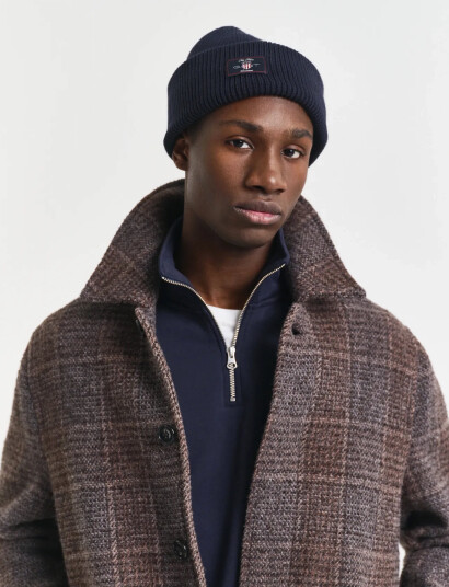 GANT Cotton Blend Ribbed Beanie - Navy - ONE SIZE GANT Cotton Blend Ribbed Beanie - Navy - ONE SIZE