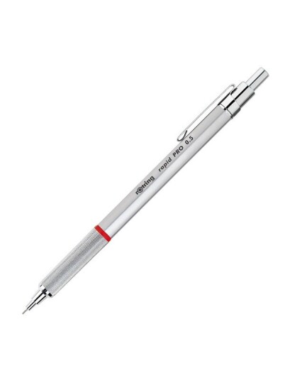Rotring rOtring Rapid Pro Mechanical Pencil HB .5 mm Lead Propelling Pencil Reduced Lead Breakage Sølv Chrome Full-Metal Barrel