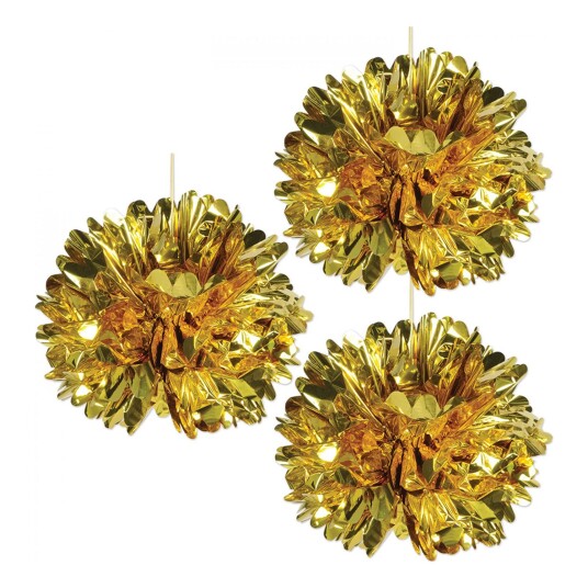 360 Degrees Ltd Pom Pom Gullmetallic Hengende Dekorasjon - 3-pakning