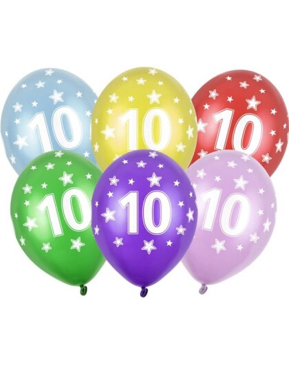 10 Tallet Flerfargede Ballonger30 cm