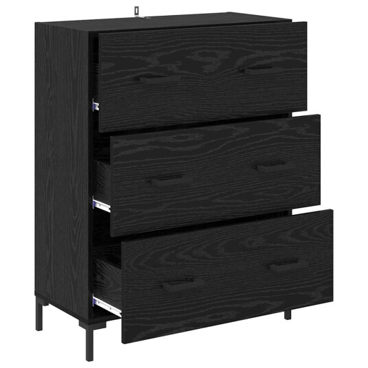 Serviesskap Svart Eik 69,5 x 34 x 90 cm Ingeniørtre og jern