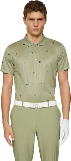 J.Lindeberg Club House Motif Polo Herre Golf Micro Olive S L