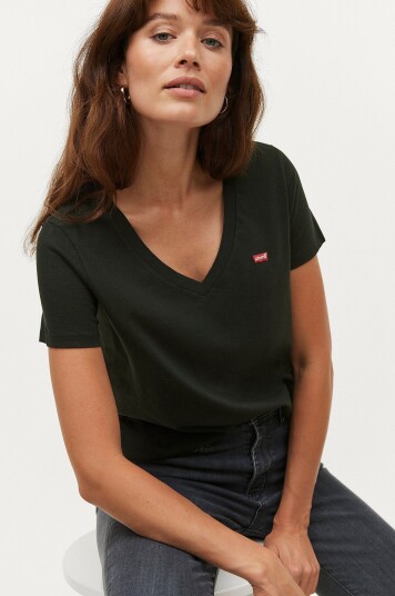 Levi's - Topp Perfect Vneck White + - Svart
