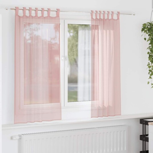 Voile gardiner med stanglommer 2 stk rosa 8721158552129