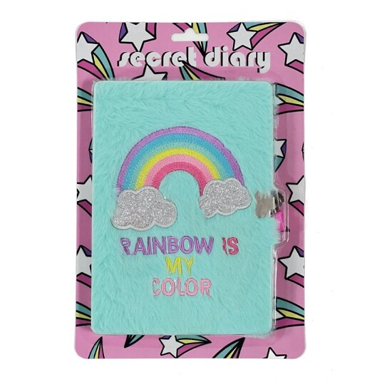 A5 Brodert Plysj Dagbok m/ lås Rainbow Is My Color A5 Brodert Plysj Dagbok m/ lås Rainbow Is My Color
