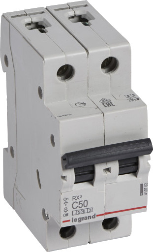 Legrand 6 stk RX³ MCB automatsikring C50 2P 2M 4,5kA