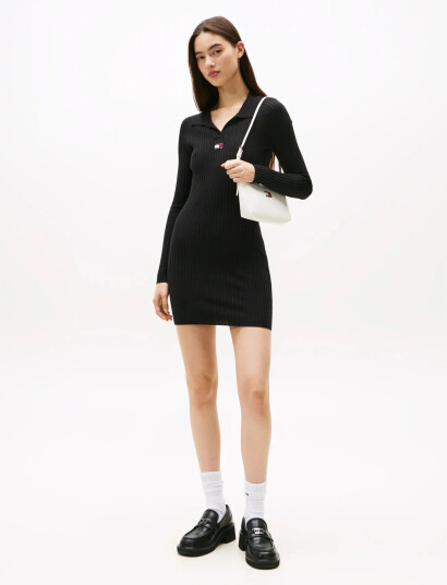 Tommy Jeans Tjw Collar Badge Sweater Dress - Black - S Tommy Jeans Tjw Collar Badge Sweater Dress - Black - S