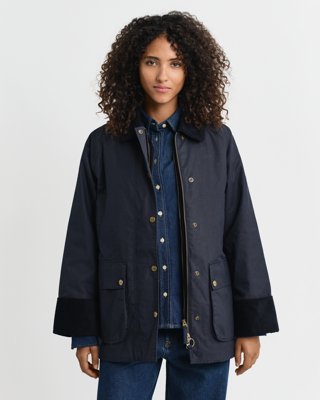Gant Vokset bomulls dobbeltdekkerjakke EVENING BLUE XL