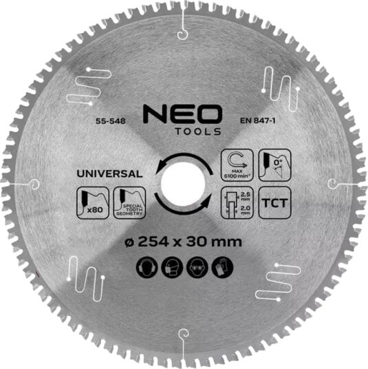 NEO Tools 55-548 Sirkelsagblad Universal - 254x30mm, 80 Tann