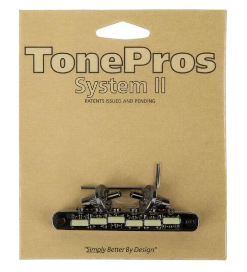 Tonepros Nvr2g B - Tune-O-Matic Bridge With G Formula Saddles - Svart