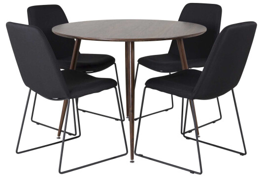 Venture Design Plaza & Muce spisegruppe Brun/svart 4 st stoler & bord 100 cm