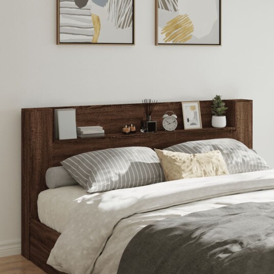 Hodegavl skap med LED brun eik 200x16,5x103,5 cm 8721012465879