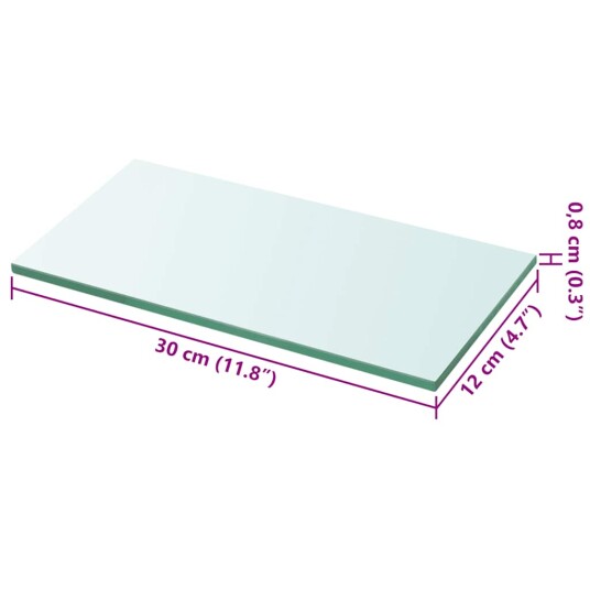vidaXL Hyllepaneler 2 stk klart glass 30x12 cm vidaXL Hyllepaneler 2 stk klart glass 30x12 cm