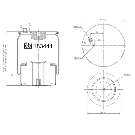 Luftbelg, fjæring FEBI BILSTEIN 183441 Luftbelg, fjæring FEBI BILSTEIN 183441