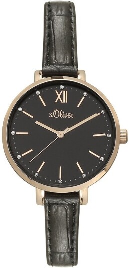 s.Oliver Dameklokke SO 4196 LQ S.Oliver Classic Sort/Lær Ø35 mm s.Oliver Dameklokke SO 4196 LQ S.Oliver Classic Sort/Lær Ø35 mm