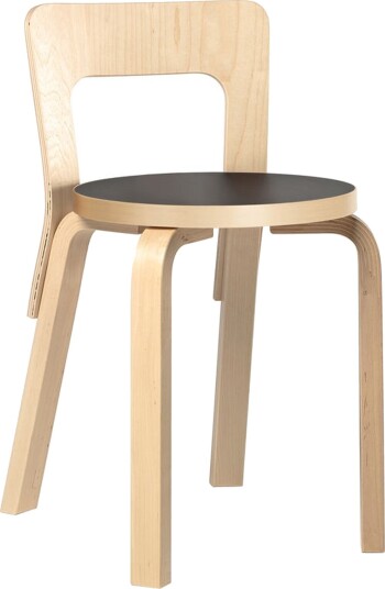 Artek 66 Spisestuestol Bjørk/ Sort Linoleum